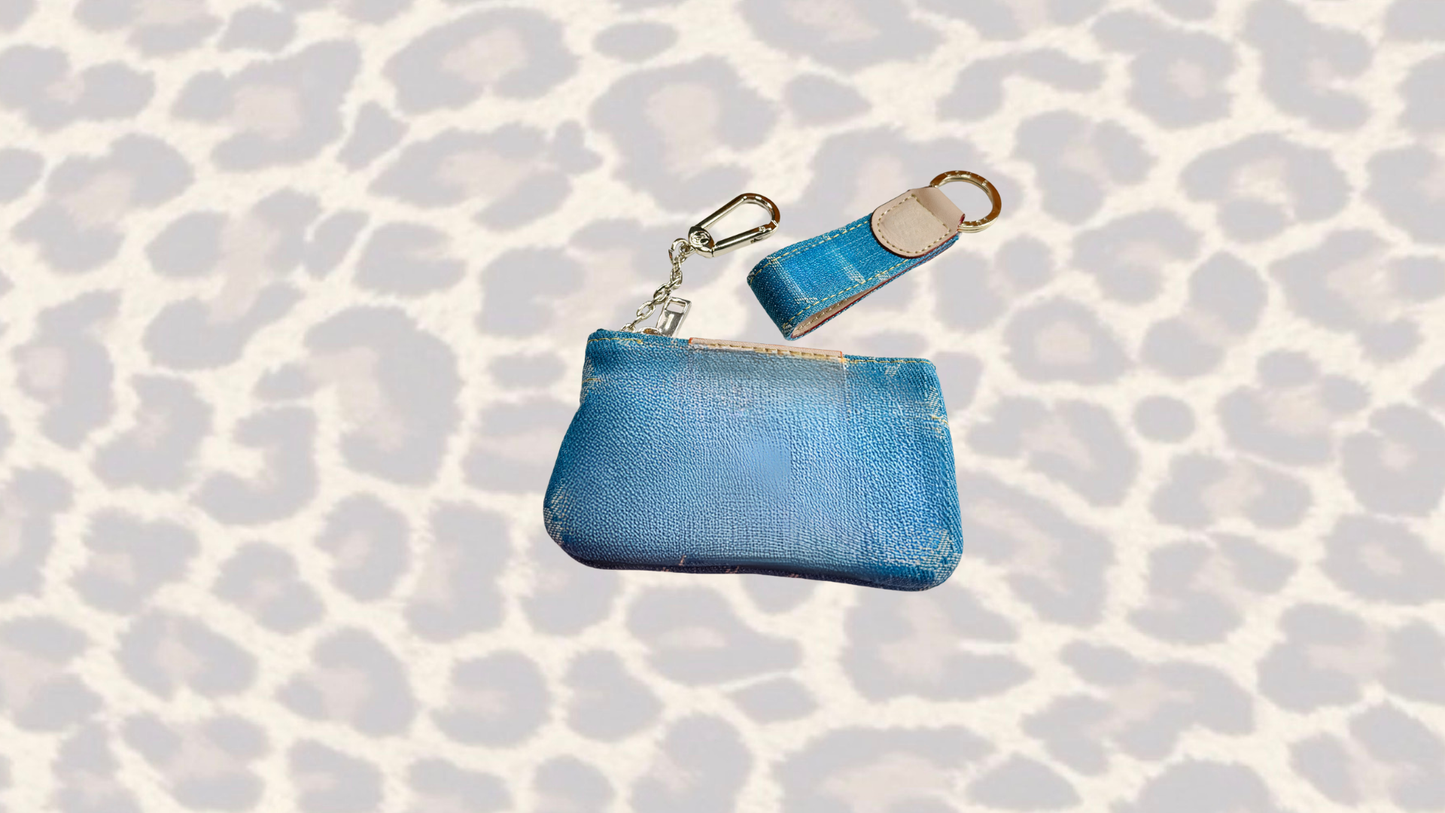 Denim coin purse + keychain set