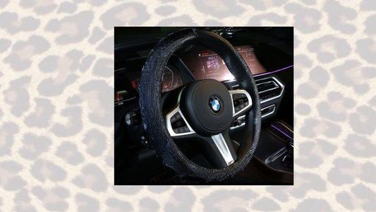 Black and purple steering wheel cover