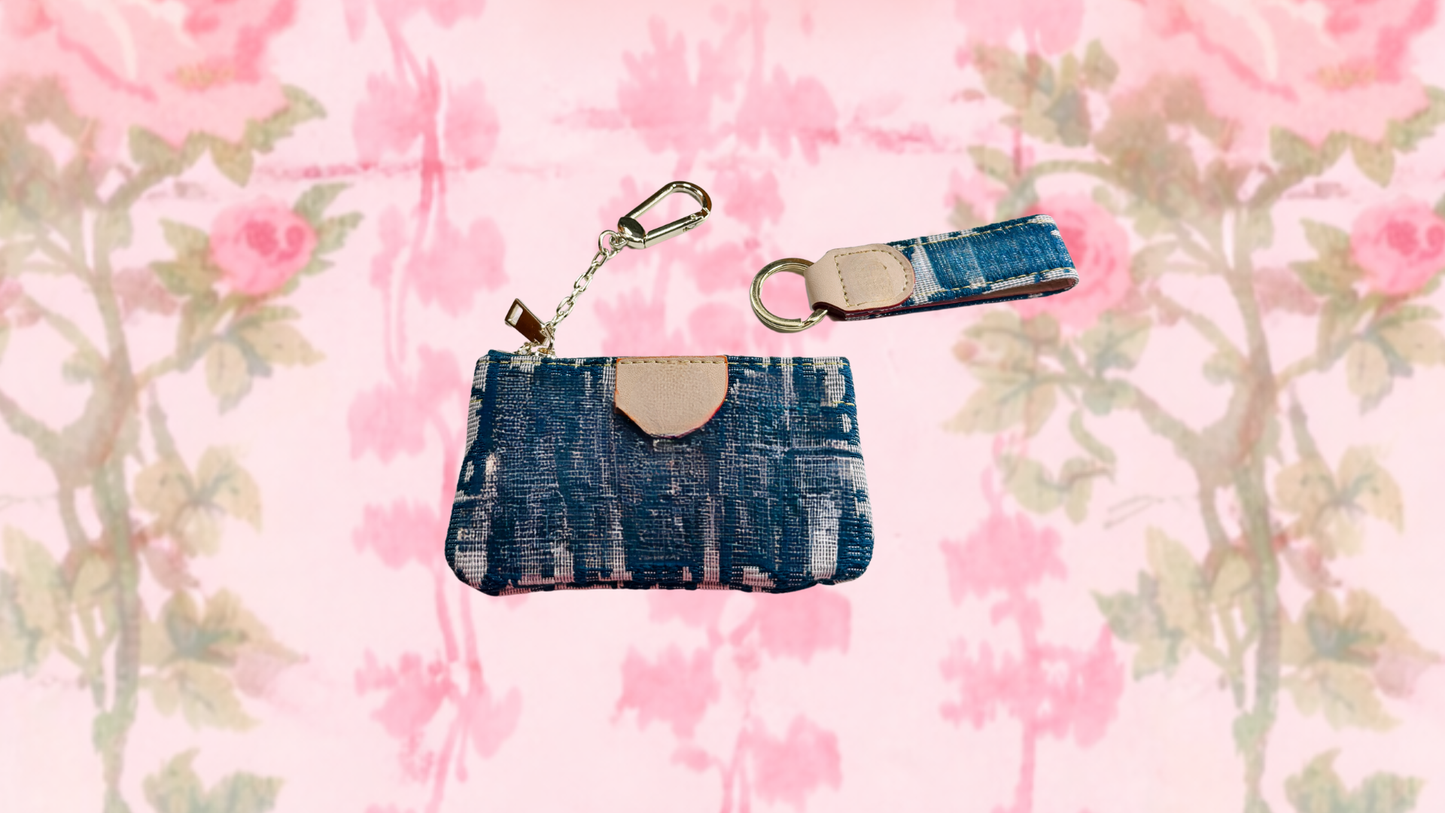 Navy coin purse + keychain set