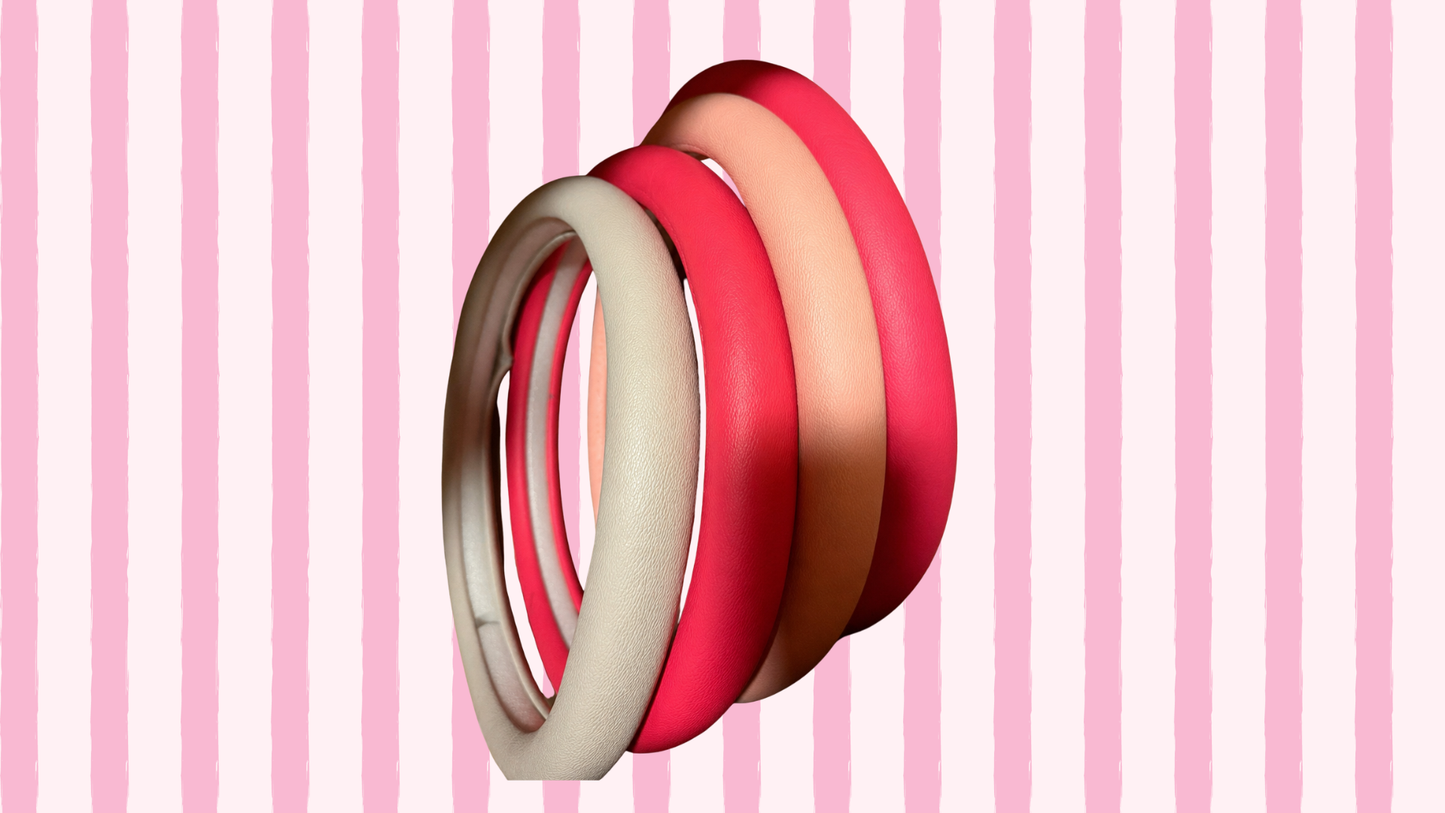 pink and brown steering wheel cover